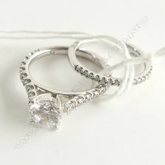 2 925 SILVER & CZ RINGS; CZ WEDDER + SEMI MOUNTED CZ SOLITAIRE 