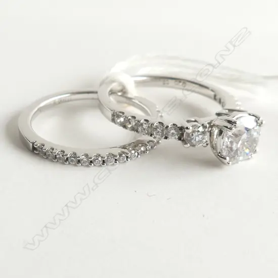 2 925 SILVER & CZ RINGS; CZ WEDDER + 3 STONE SEMI MOUNT