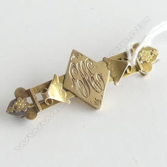 VICTORIAN 9CT GOLD BAR BROOCH