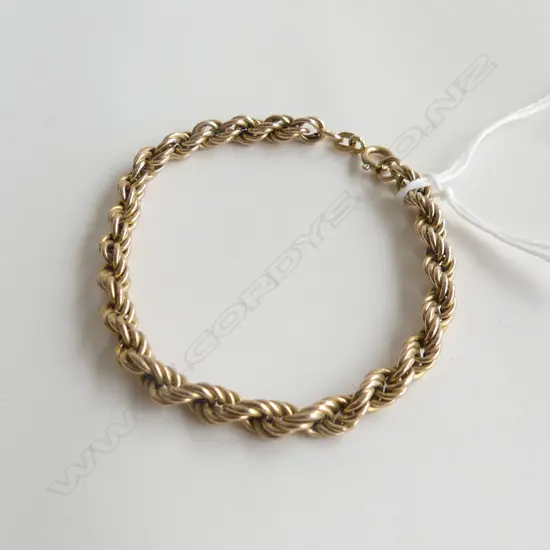 9CT GOLD ROPE CHAIN BRACELET 5gm