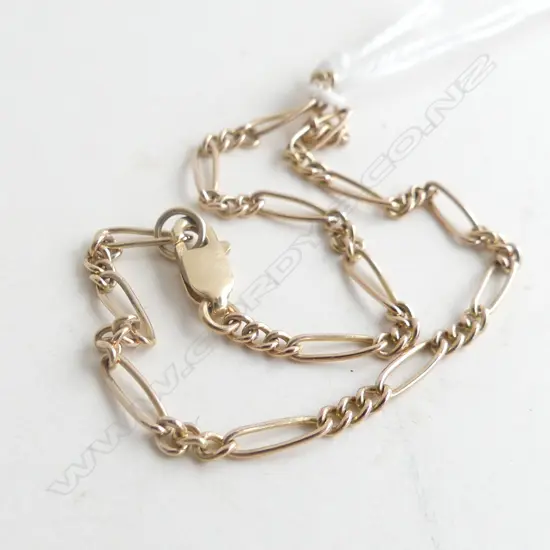 9CT GOLD FIGARO LINK BRACELET 2.7GMS