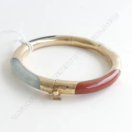 14CT GOLD & STONE SNAP HINGE BRACELET 24.5GMS (SUCCESSFULLY REPAIRED)