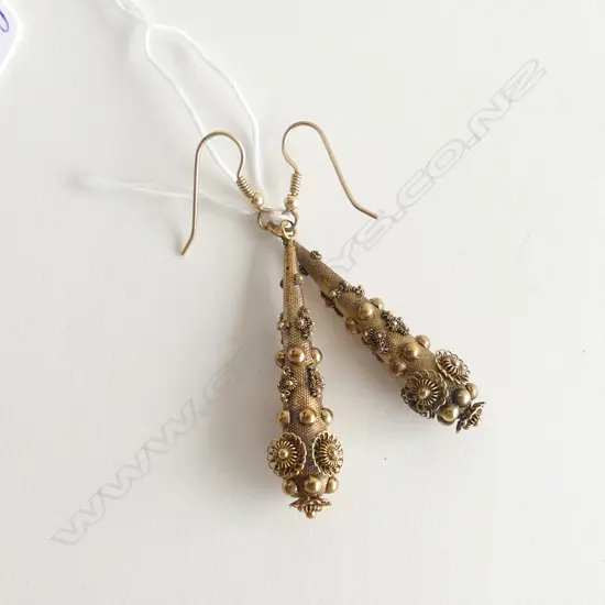 PR VICTORIAN 15CT GOLD DROP EARRINGS 5.32gm
