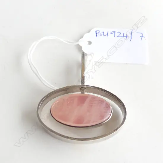 N. E. FROM DANISH STG & ROSE QUARTZ PENDANT
