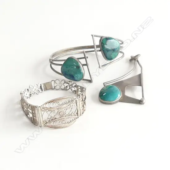 ART SILVER PENDANT/CUFF AND FILIGREE BRACELET (AF)