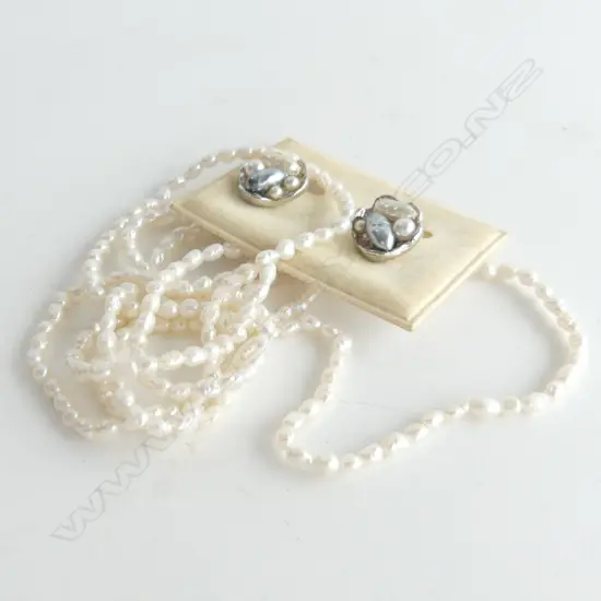 BIWA PEARL NECKLACE & PR EAR CLIPPS