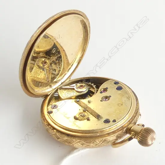 18CT GOLD FULL HUNTER POCKET WATCH 42gm (including movement and gold dust jacket) (not working)