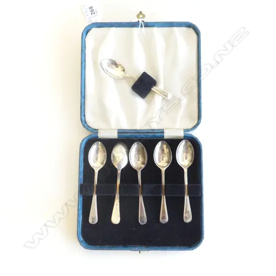 SET OF 6 STG SILVER TEA SPOONS, CASED 55 GRAMS