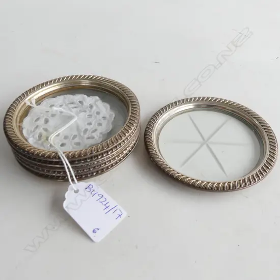 6 STG SILVER COASTERS 90mm dia