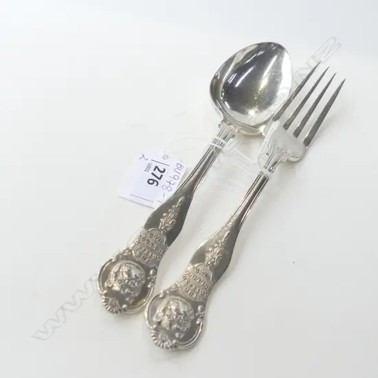 STG SILVER BRITISH BULL DOG CLUB FORK & SPOON, BIRMINGHAM 1909, 113GMS