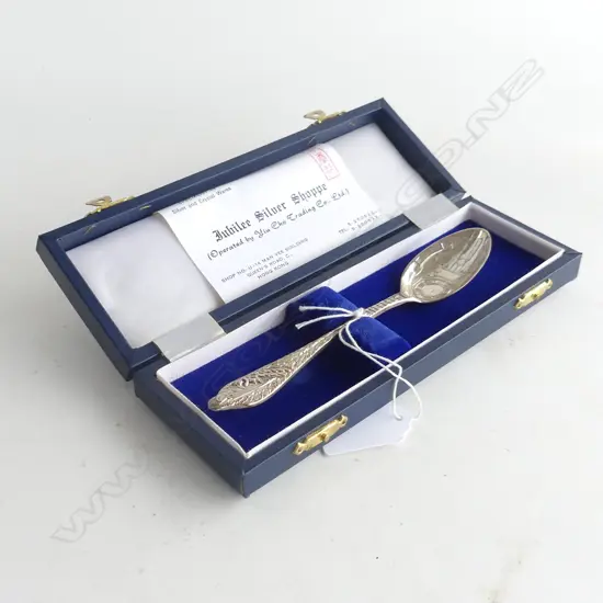CASED STG SILVER BIRTH RECORD SPOON L 155MM 37.6GMS