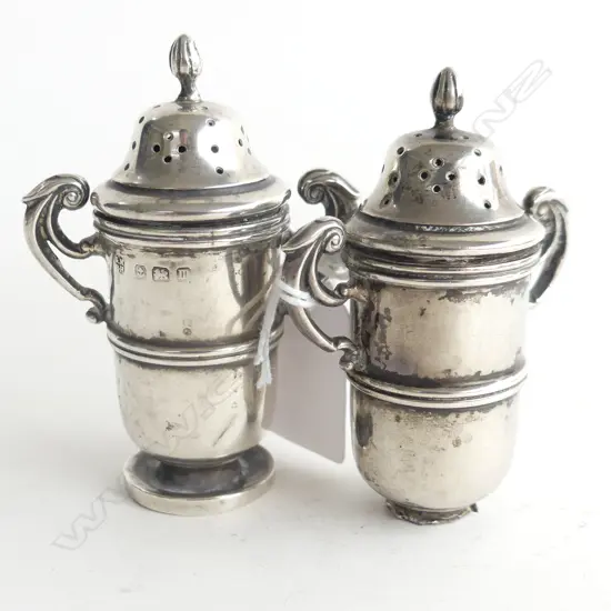PR STG SILVER SALT & PEPPER SHAKERS H. 80MM  60.6GMS BIRM.1911