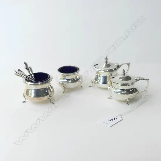 4 STG SILVER CONDIMENTS + 7 STG SPOONS 122 GRAMS