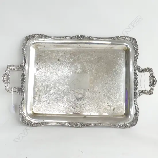 LGE SILVER PLATE RECTANGULAR TRAY 605x370mm