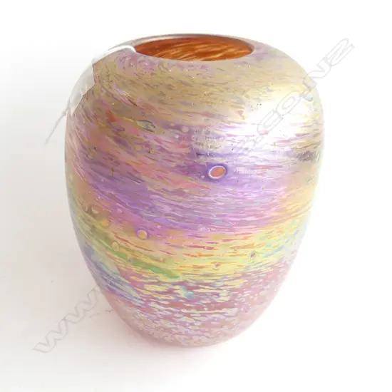 CHUCK SIMPSON ART GLASS VASE SIGNED & DATED 1988 H.185mm