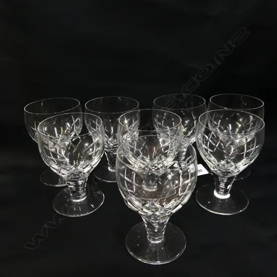 8 STUART CUT CRYSTAL WINE GLASSES H. 130MM