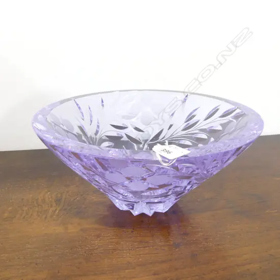LGE GLASS BOWL PURPLE TINT 305mm dia signed to base