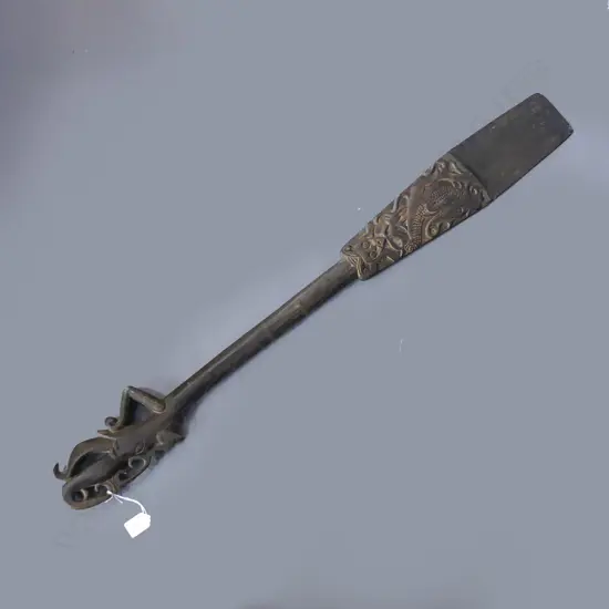 CARVED WOODEN TRIBAL PADDLE L.1045mm