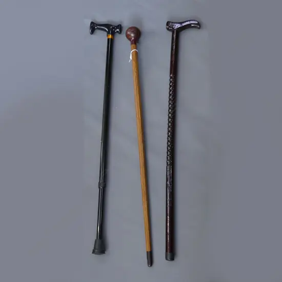 3 OLD WALKING STICKS 