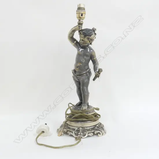 VINTAGE FRENCH CHERUB LAMP H.440mm