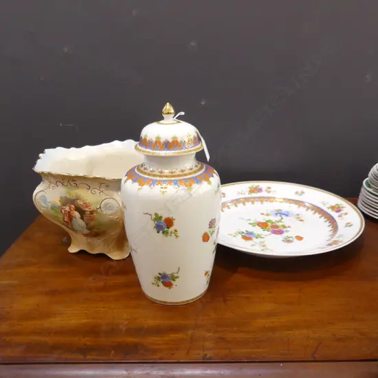 KAISER GERMAN 'KANTON' LIDDED GINGER JAR H.330mm + MATCHING CHARGER 390mm dia + JARDINERE