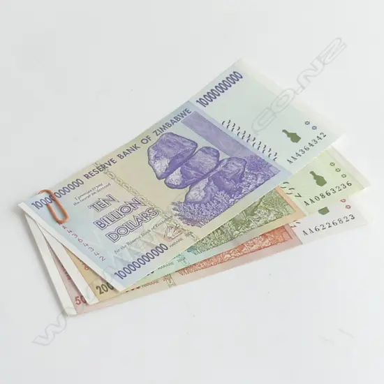 THREE ZIMBABWEAN BANK NOTES - PRE POLITICAL UPRISING
