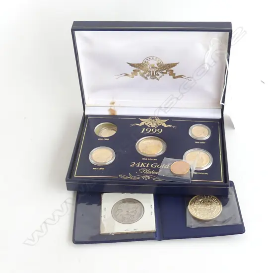 ASST COINS INC. SET 5 BOXED 24KT GOLD PLATED US COINS