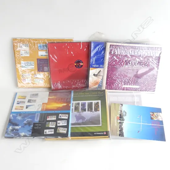 8 NZ FIRST DAY COVER PACKS 1993.1996.1998. 1999.2000.2001. 2002.2006.2000. 
