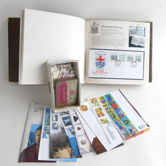 'THE LLOYDS COLLECTION 250th ANNIV 1734-1984' STAMP ALBUM COLLECTION + FDC'S + ASST STAMPS
