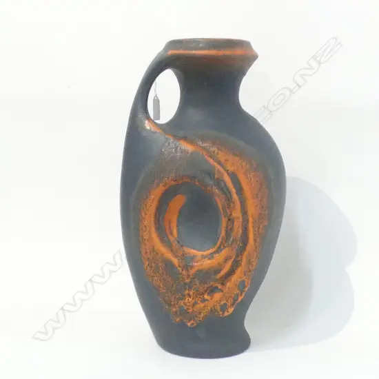 LG WEST GERMAN ORANGE LAVA VASE H 450MM repair to top