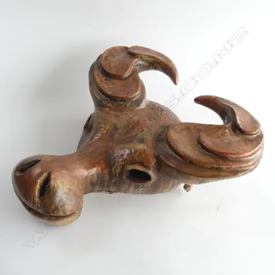 BRUCE PAPAS PAINTED CERAMIC COW MASK H.400mm
