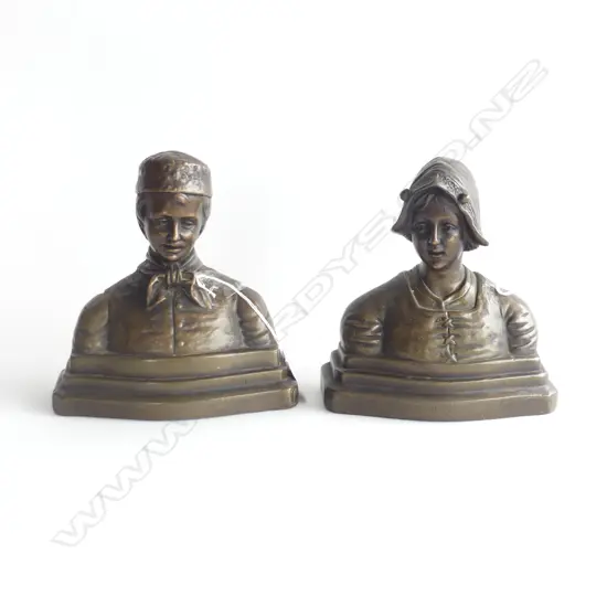 PR OLD BRONZE CASED YOUNG FRENCH FARMER COUPLE. FACTORY MARK TO BASE. H.180mm