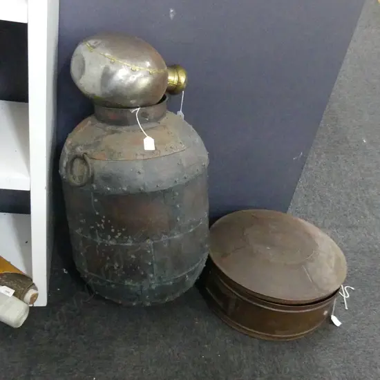 LARGE COPPER POT AND THREE OTHER PIECES