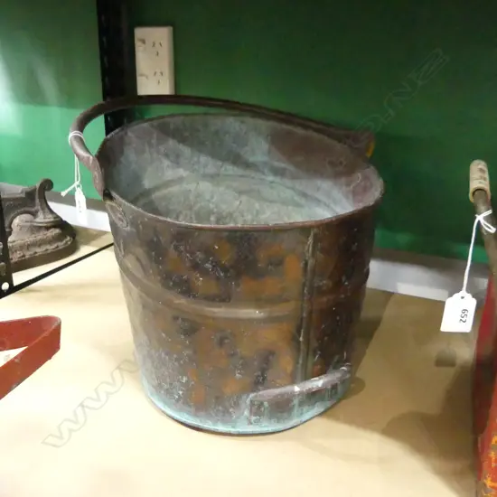 LG OLD COPPER COAL SCUTTLE - SWING HANDLE H. 290MM