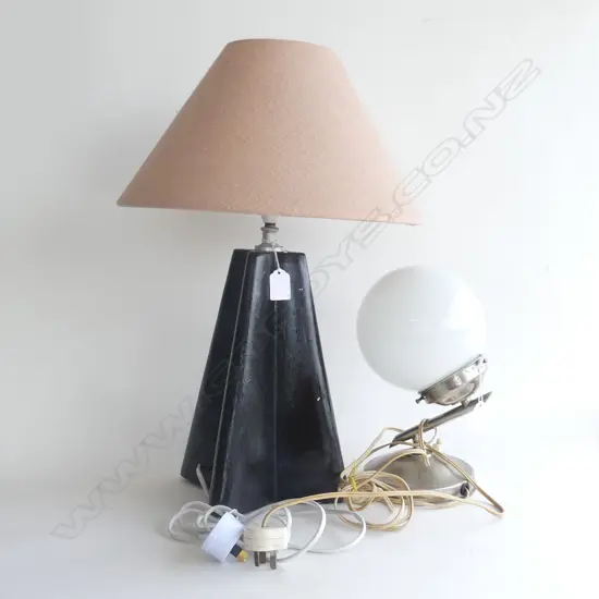 EUNICE TAYLOR BLACK LAMP BASE + ART DECO CHROME TABLE LAMP