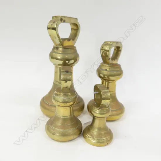 4 VINTAGE IMPERIAL BRASS WEIGHTS; 7, 4, 2 & 1 lbs