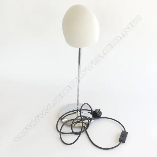 DESIGNER LAMP; CHROME & FROSTED GLASS SHADE H.500mm