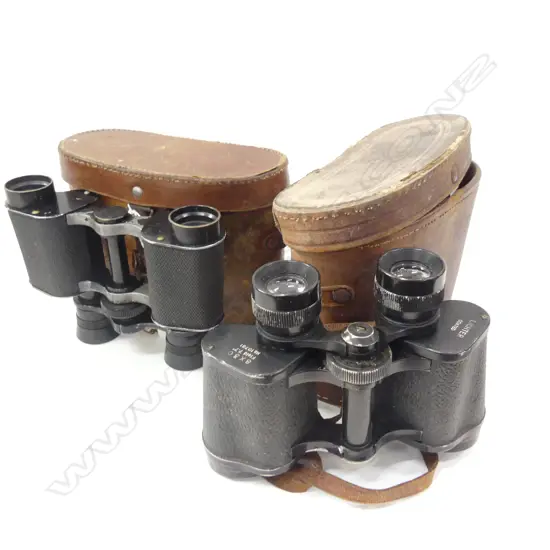 2 OLD PR BINOCULARS IN CASES 