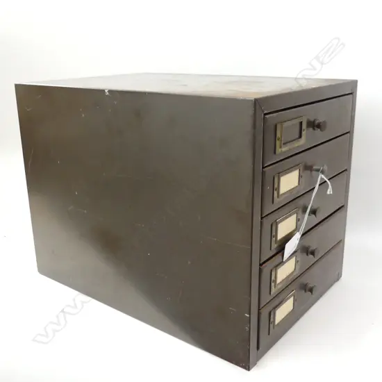 VINTAGE METAL 5 DRAWER COLLECTORS CABINET 260x380x285mm