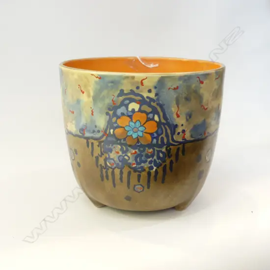 LG UNUSUAL  BURSLEM WARE JARDINIERE - MARKED 'BUTTER' 'STORM' H. 200MM DIA  220MM  