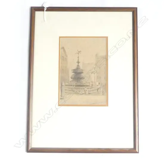 CRANLEIGH HARPER BARTON (1890 - 1975) EROS FOUNTAIN, LONDON, c.1920s W/C 270x185mm