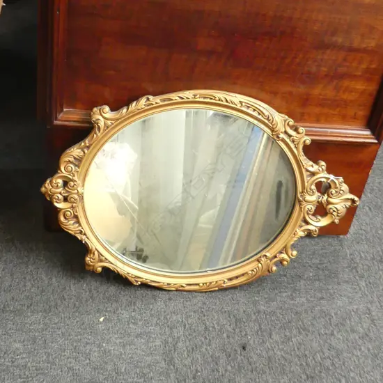 OVAL GILT FRAMED WALL MIRROR 715 X 460MM