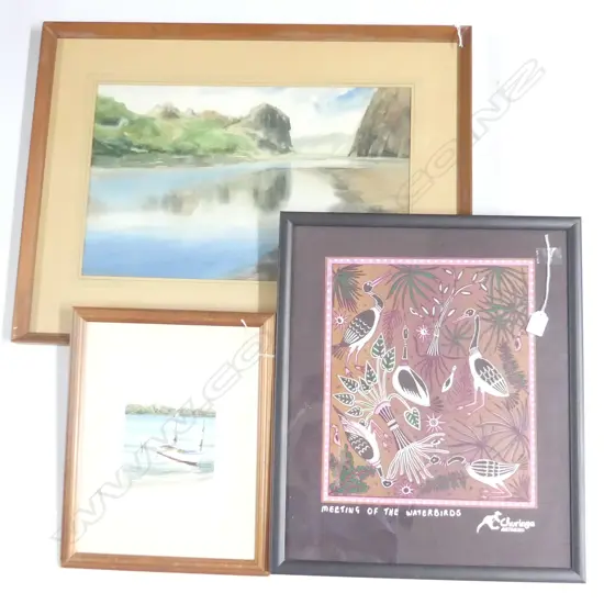 ABORIGINAL ART + TWO WATERCOLOUR’S – 190 x 250mm + 420 x 500mm + 490 x 520mm