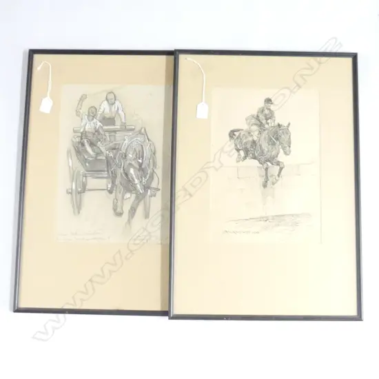 2 SKETCHES; LUDWIG KOCH WIEN; SHOW JUMPER 350x245 + OTHER 365x255mm