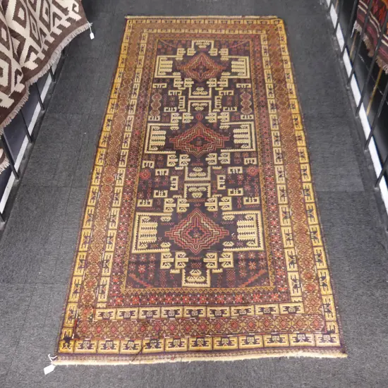 HAND KNOTTED WOOL PILE RUG 2200x1100mm