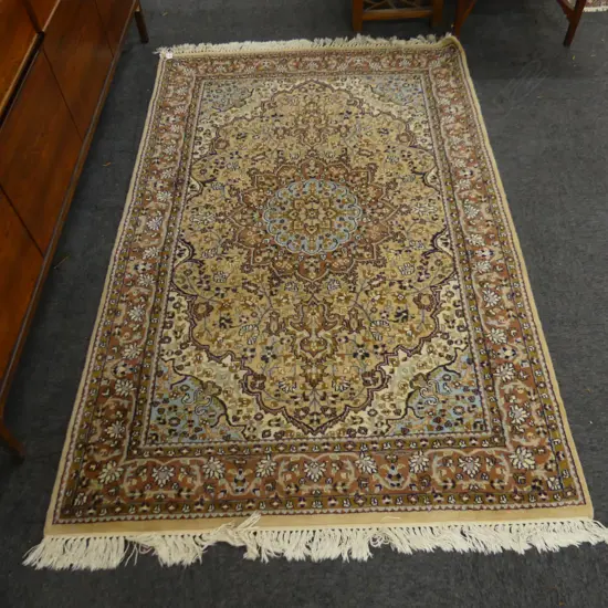INDO - PERSIAN HAND KNOTTED PALE WOOL PILE RUG 1900 X 1250 MM