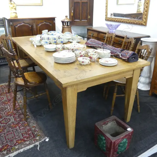 OAK FRENCH STYLE REFECTORY DINING TABLE clenched ends. 2100 x 1000 x 790mm