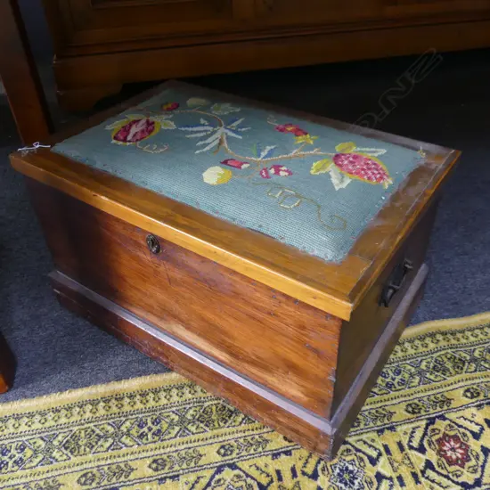 WOOD BOX WITH TAPESTRY TOP/SUITCASE/4 BOWLING BALLS