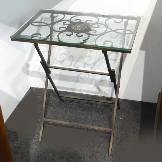 IRON AND STONE TOP TABLE AND FOLDING TABLE