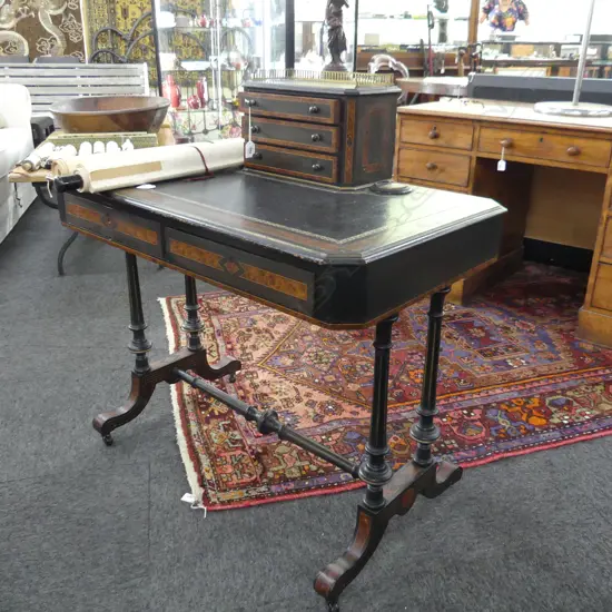 VICTORIAN BONHEUR DE JOUR - leather top and painted finish 910 x 530 x 720mm